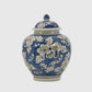 Blue and white ceramic chinoiserie jar