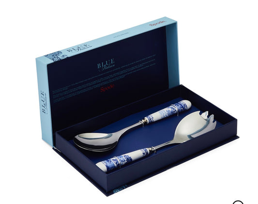 Blue Italian Pair of Salad Servers