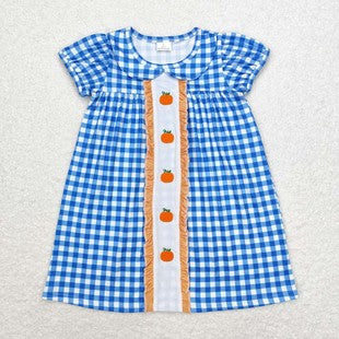 Pumpkin embroidery girls dress
