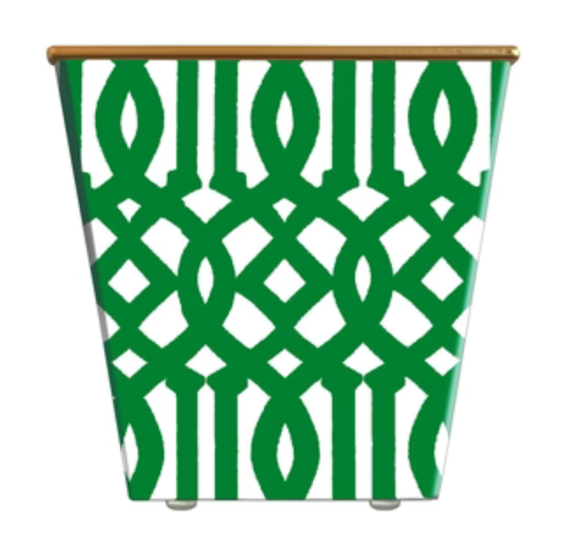 Mini Fretwork Cachepot Candle in Hunter Green and White with Bergamot Fragrance