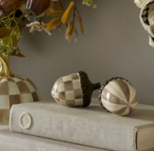 Mocha check acorns set of 2