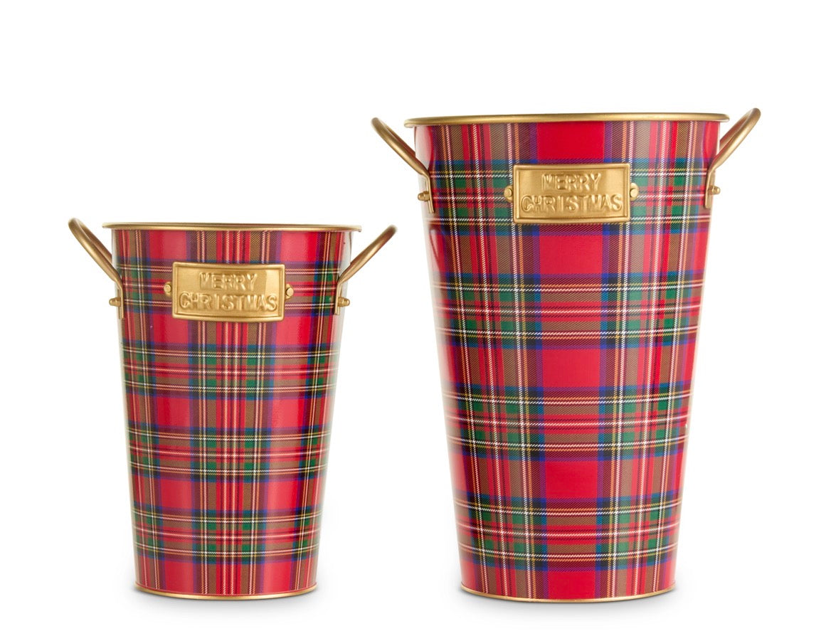 Red, Green And Gold Plaid Bucket Decor