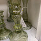 Vintage Green Hobnail Candlesticks