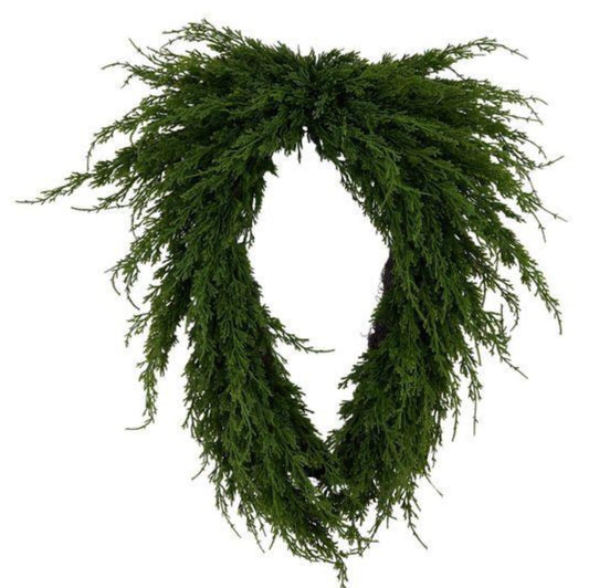 27"L X 19"W SOFT TOUCH OPEN TEARDROP BRIGHT GREEN WREATH