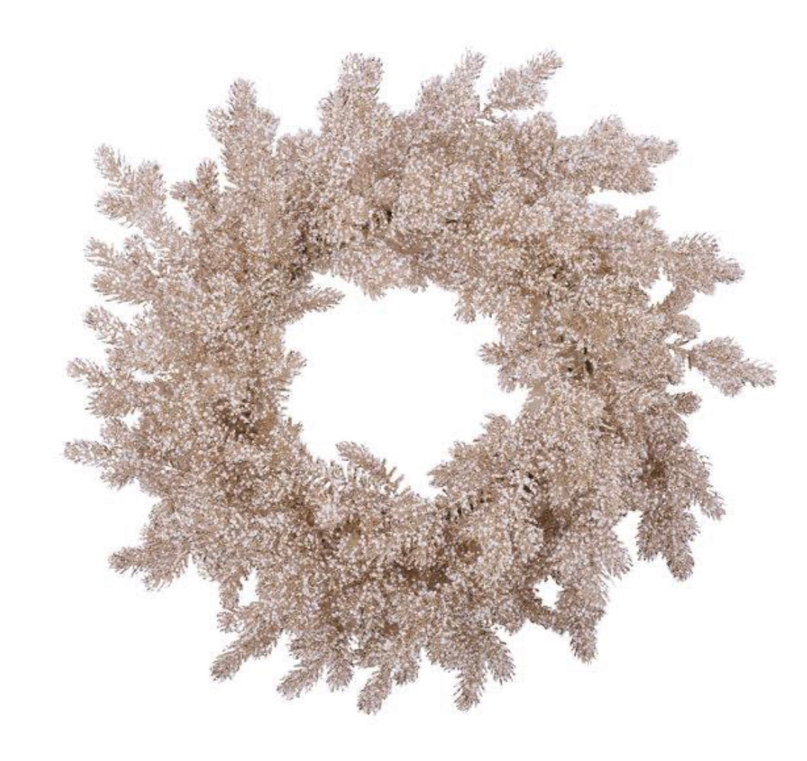 GLITTER/SNOW SPRUCE WREATH CHAMPAGNE/WHITE