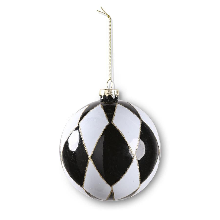 Round black & white harlequin ornament