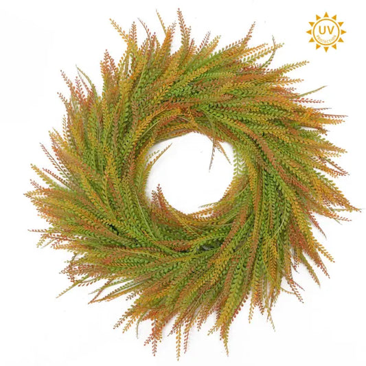 Orange deluxe grass wreath 28 inch round UV treated