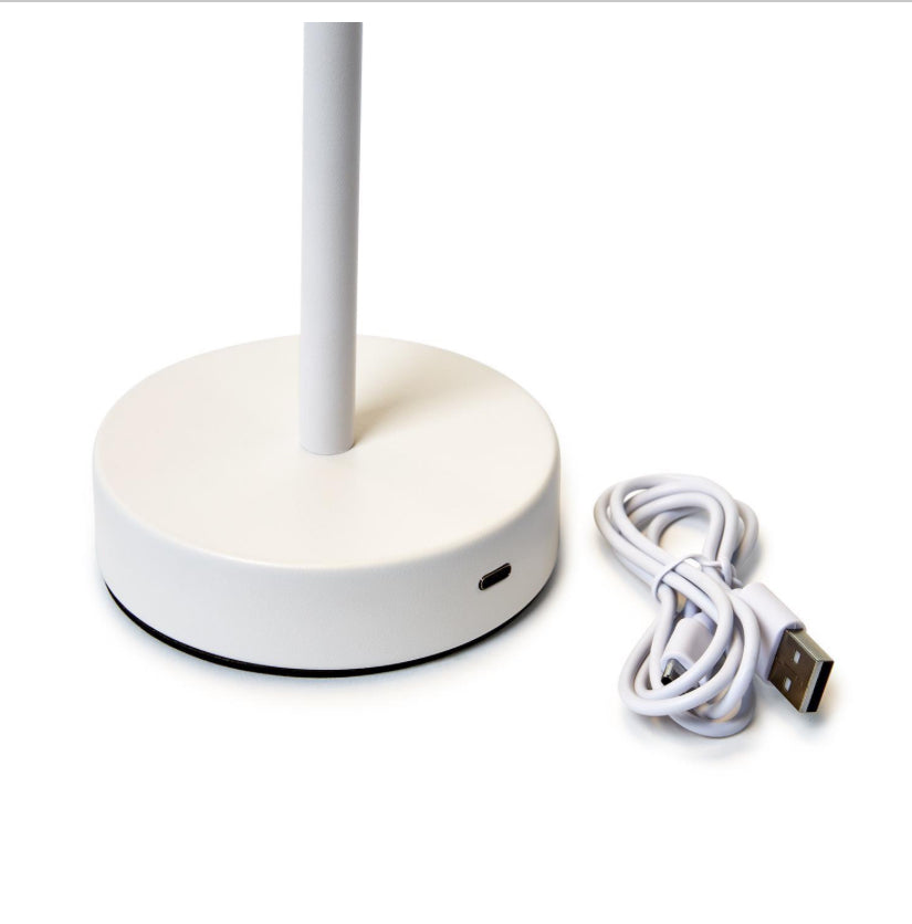 White LED Portable Cordless Table Lamp with Scalloped Edge Shade in Gift Box