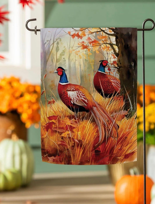 Forest Pheasants Suede Garden Flag