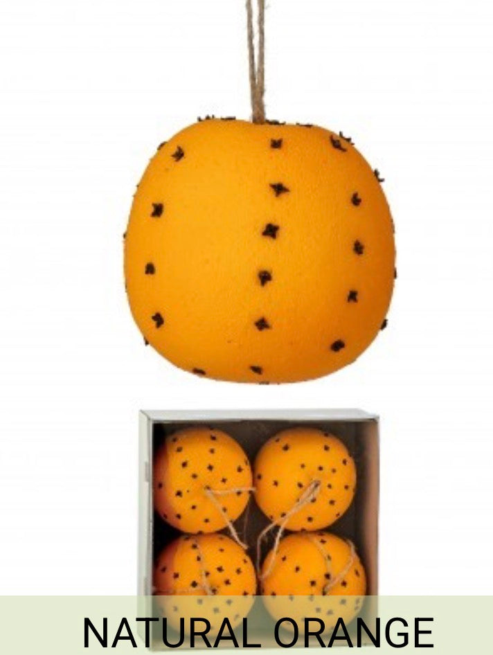 4" ORANGE W/CLOVE ORNAMENT BOX of 4
