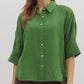 Fern green button up with animal print detail by Entro