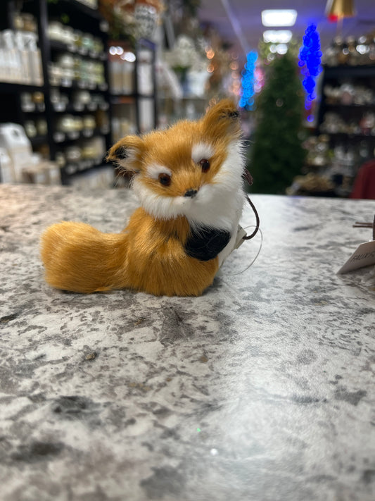 3” fur fox ornament