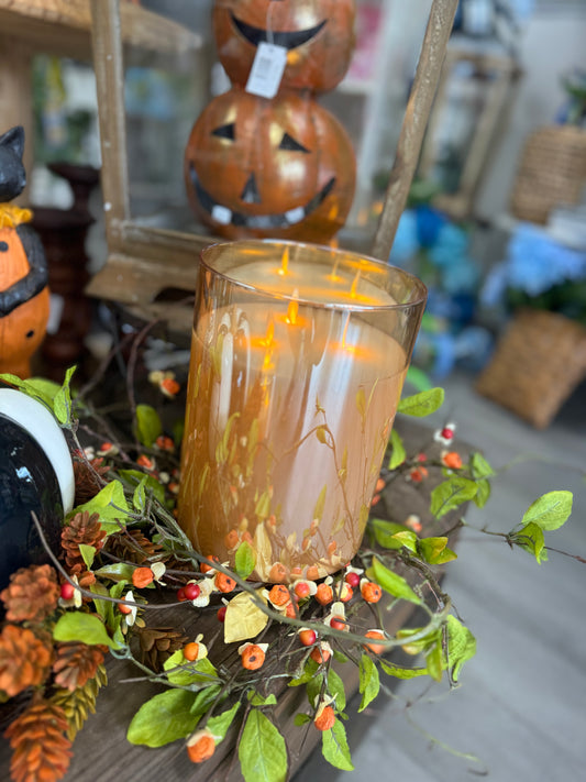 6x8 glass Amber Candle
