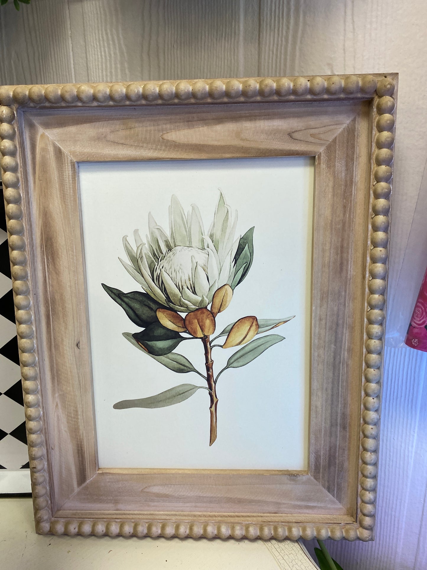 Natural wood beaded print