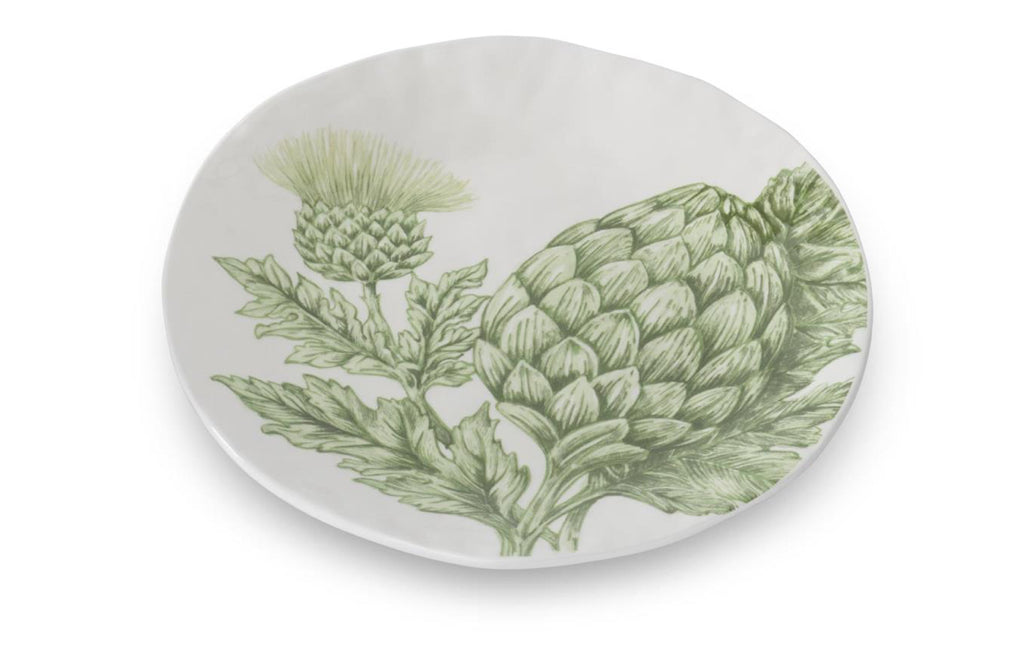 White dolomite plate w green artichokes