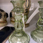 Vintage Green Hobnail Candlesticks