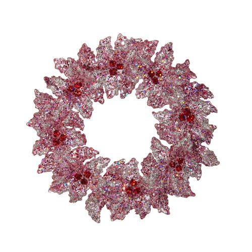 Blushing glittered wreath ornament