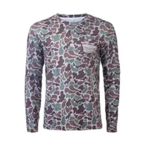 Dry fit long sleeve pocketed camo tee youth and toddler