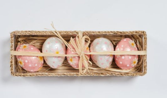 rosy meadow floral eggs, set of 5