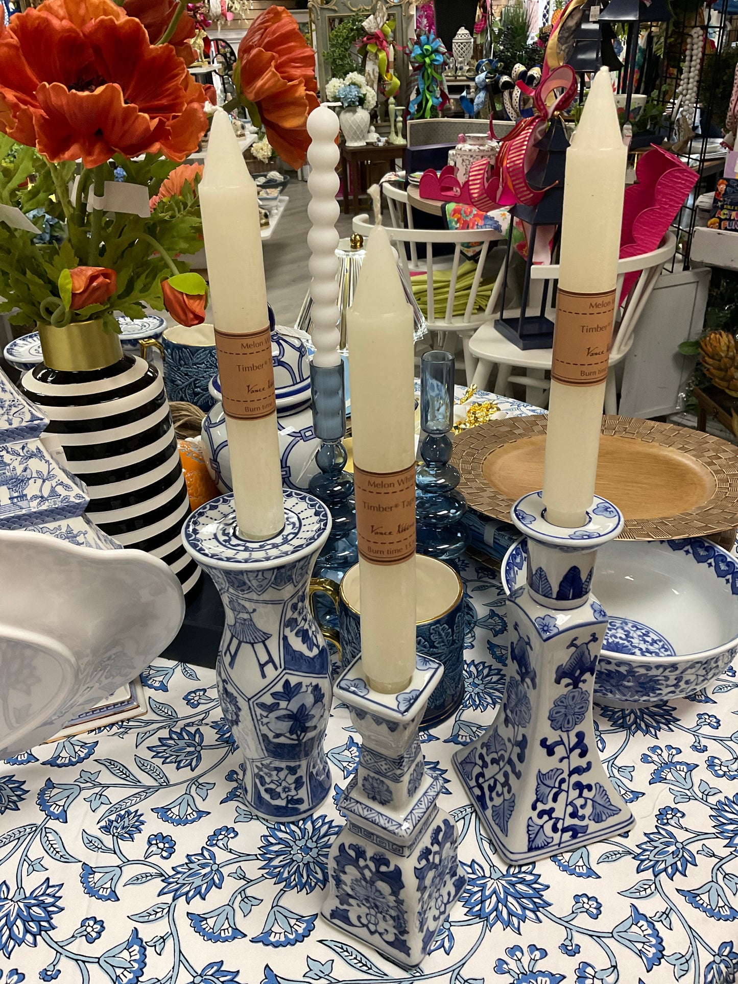 Blue collection tall candle holders