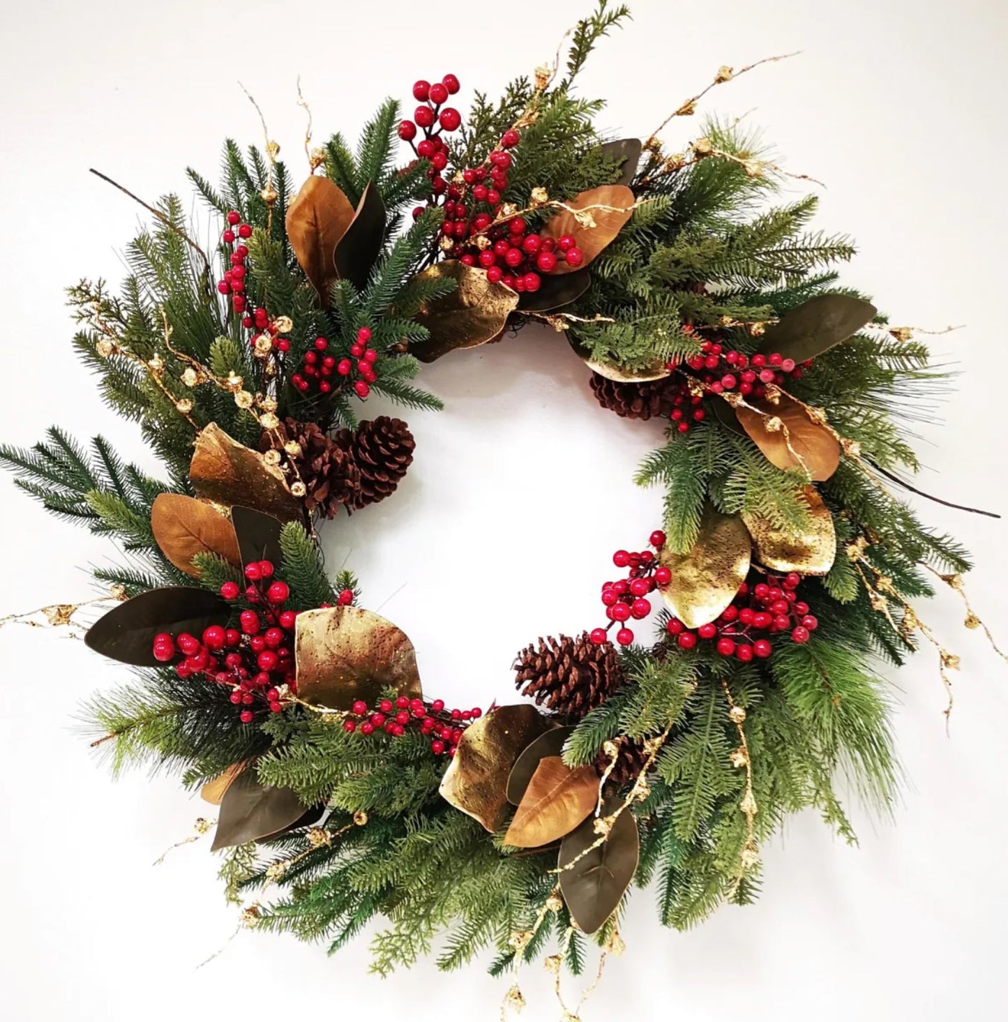 Gold magnolia wreath