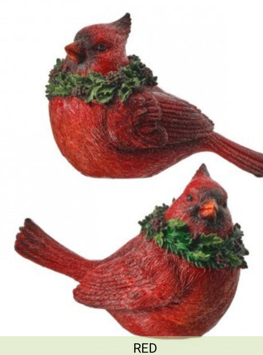 6.5" RESIN GLTR CARDINAL W/HOLLY