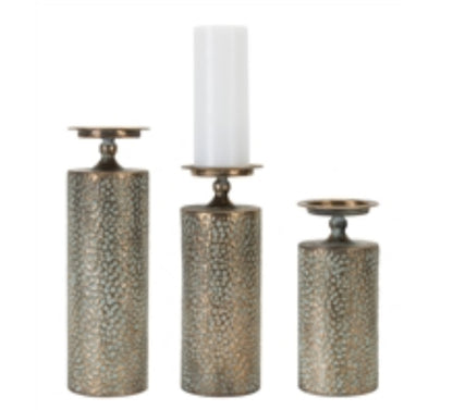 Hammered candle holders or vase