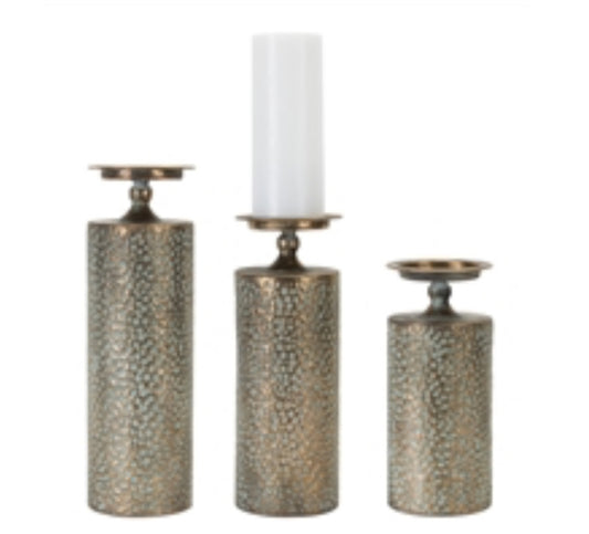 Hammered candle holders or vase