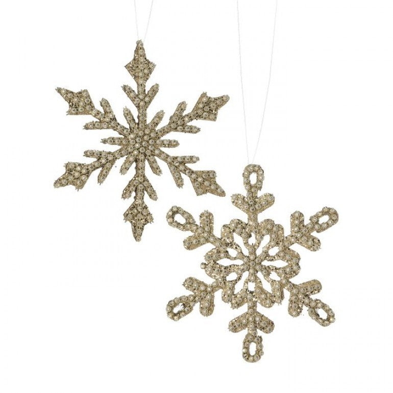 Jeweled beaded snowflake ornaments