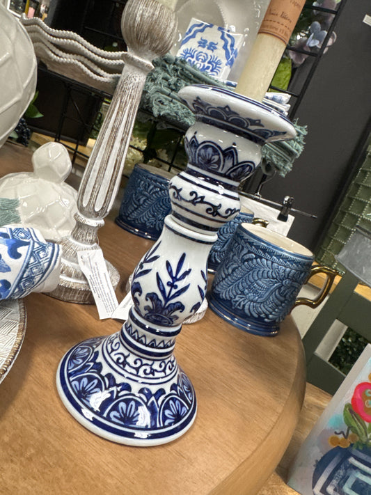 Blue Chinoiserie Candlestick