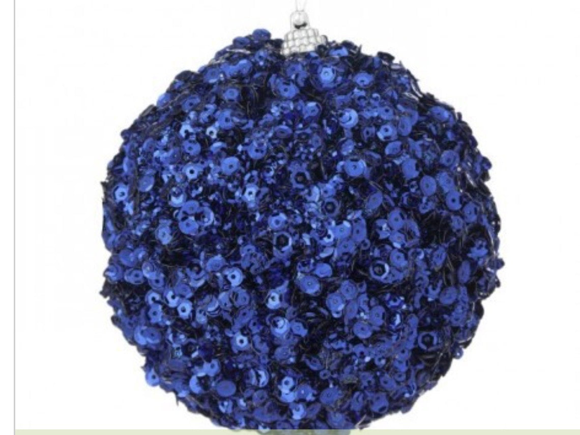 4" SEQUINS/ACRYLIC JEWEL BALL ORNAMENT