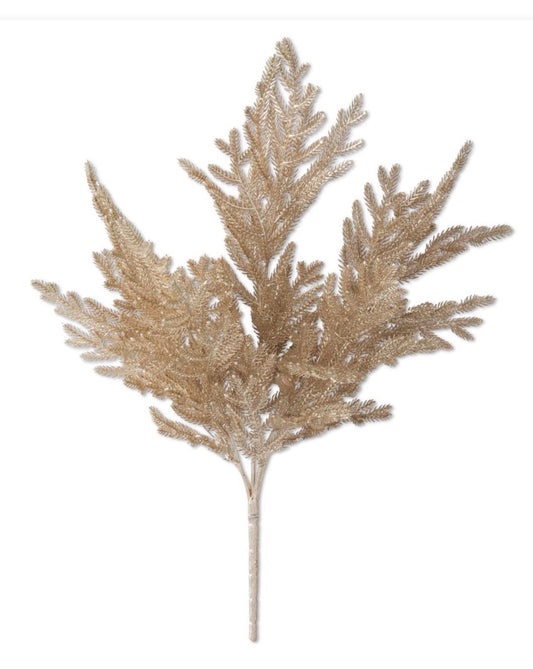 20.5 Inch Gold Glittered Pine Bush