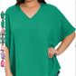 Plus Woven Airflow V-neck Dolman Short Sleeve Top