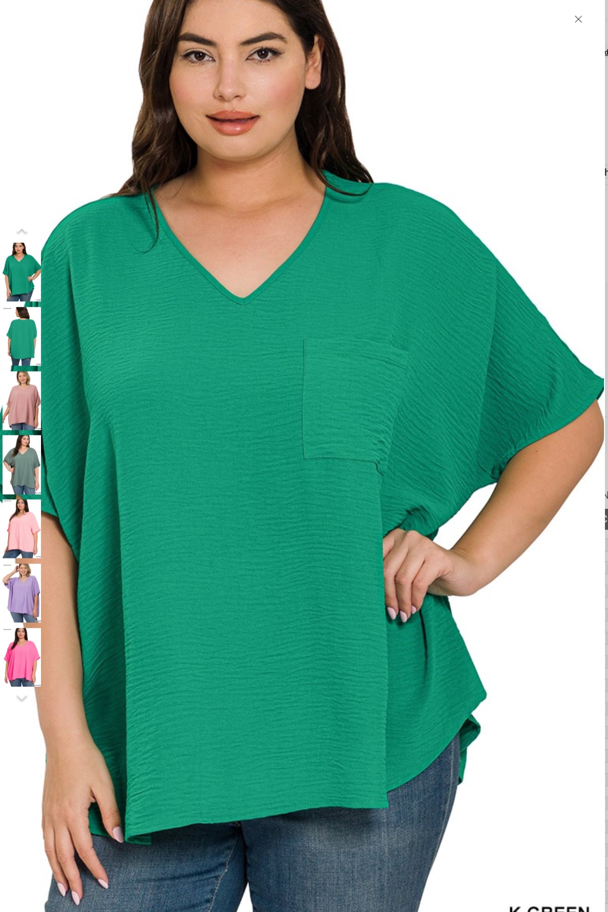 Plus Woven Airflow V-neck Dolman Short Sleeve Top