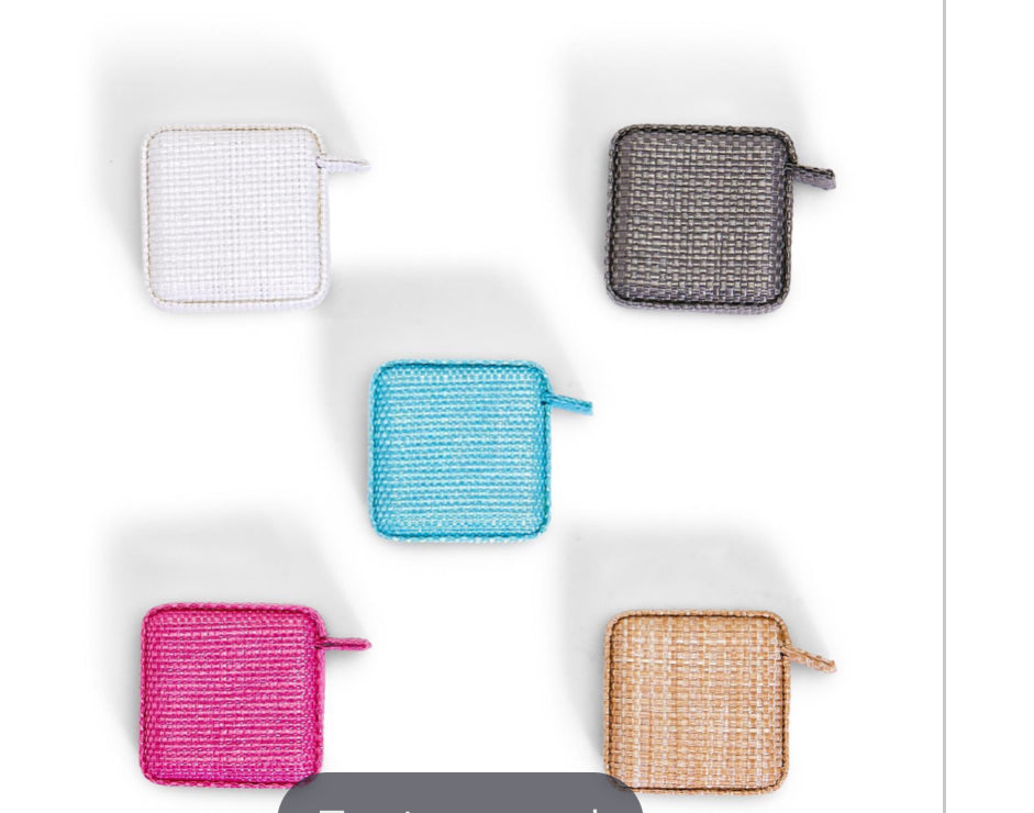 Faux Cane Weave Measuring Tape Assorted 5 Colors: White, Natural, Pink, Aqua, Gray (measures up to 60 inches/150 cm) - Vegan Leather