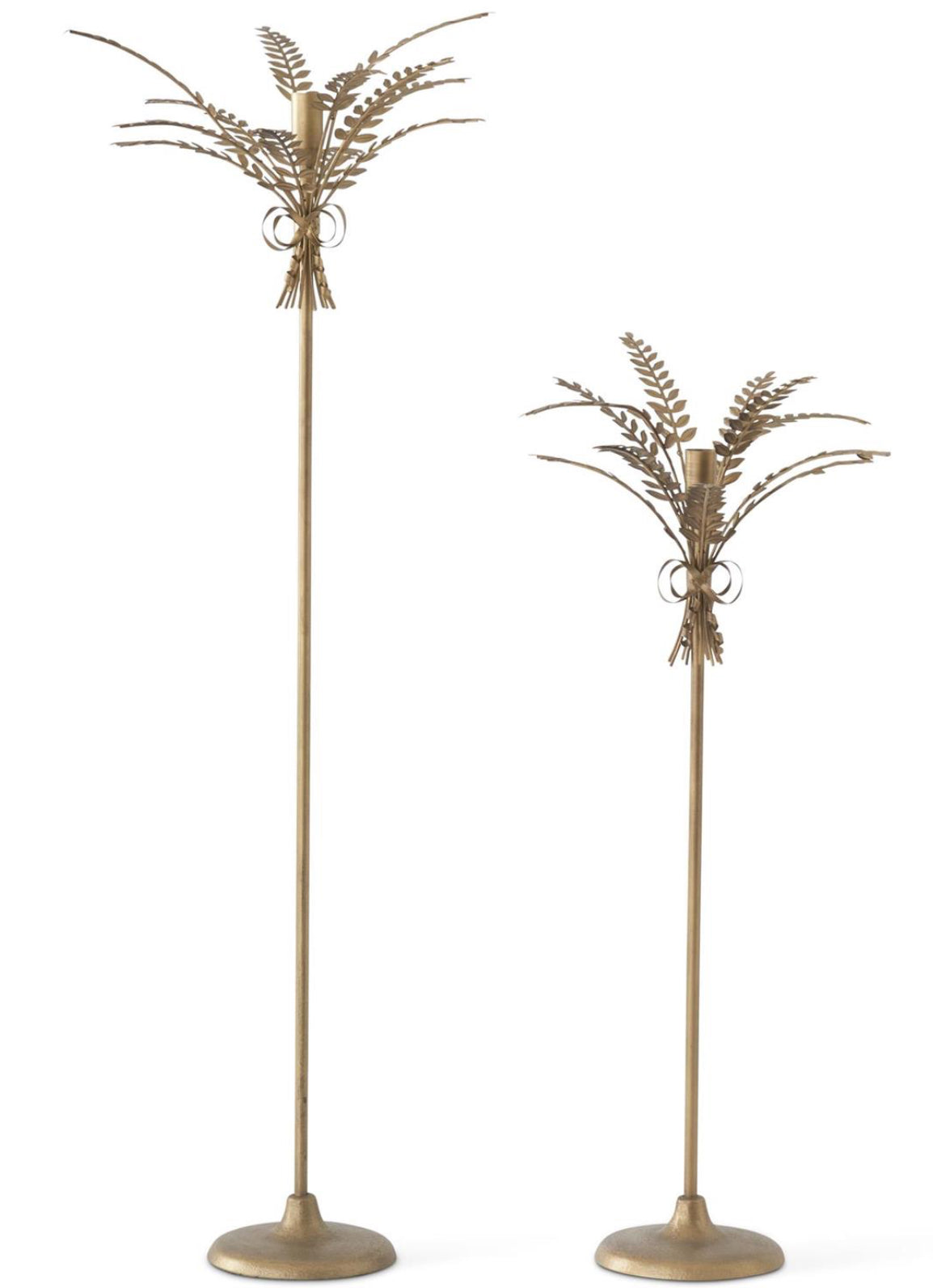Antique Gold Metal Wheat Taper Candleholders