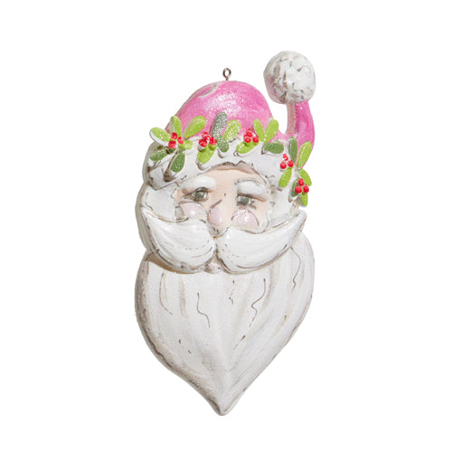 5.5” pink Santa ornament