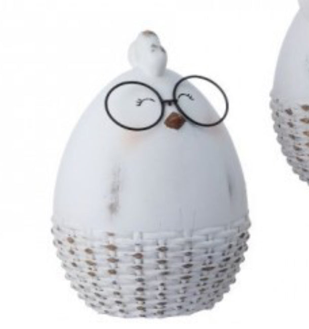 RESIN CHICK/PIG W/METAL GLASSES 2/AST