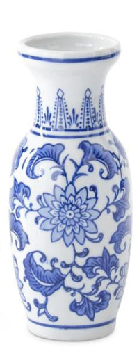 Blue & white ceramic chinoiserie bud vase