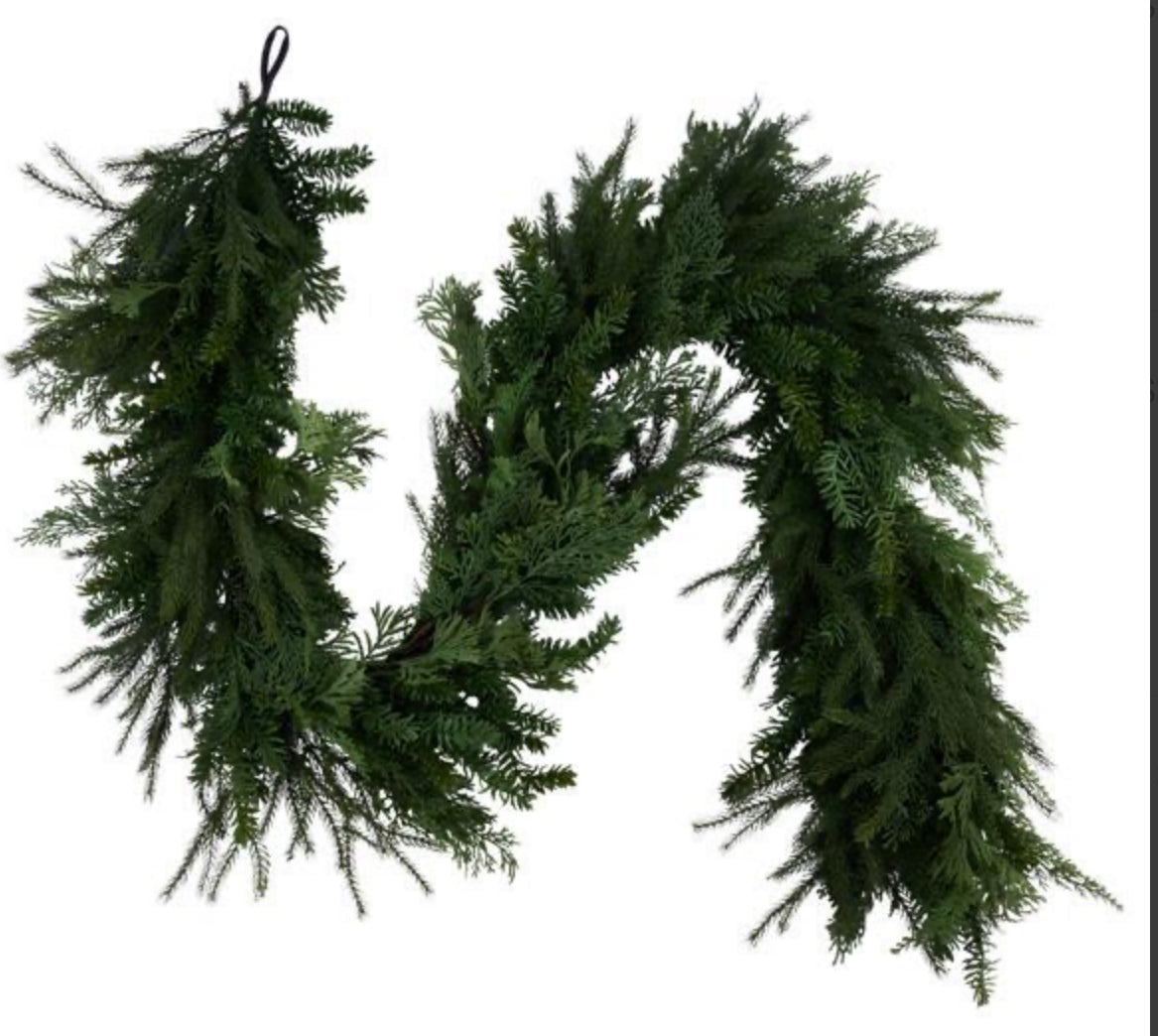 6'L R/T CEDAR/MIXED PINE/JUNIPER GARLAND MULTI GREEN