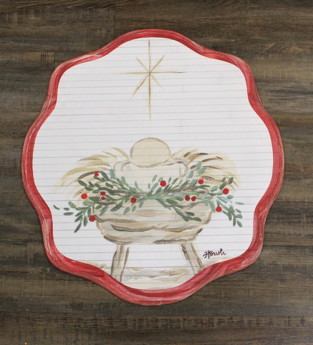 24x26" Scalloped Bamboo Mat, Manger