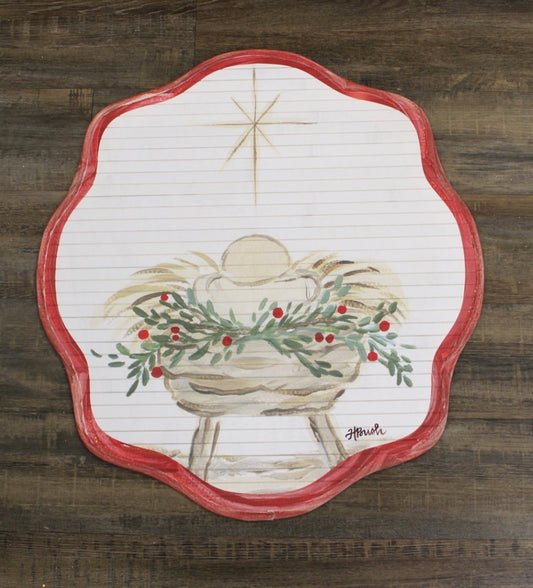 24x26" Scalloped Bamboo Mat, Manger