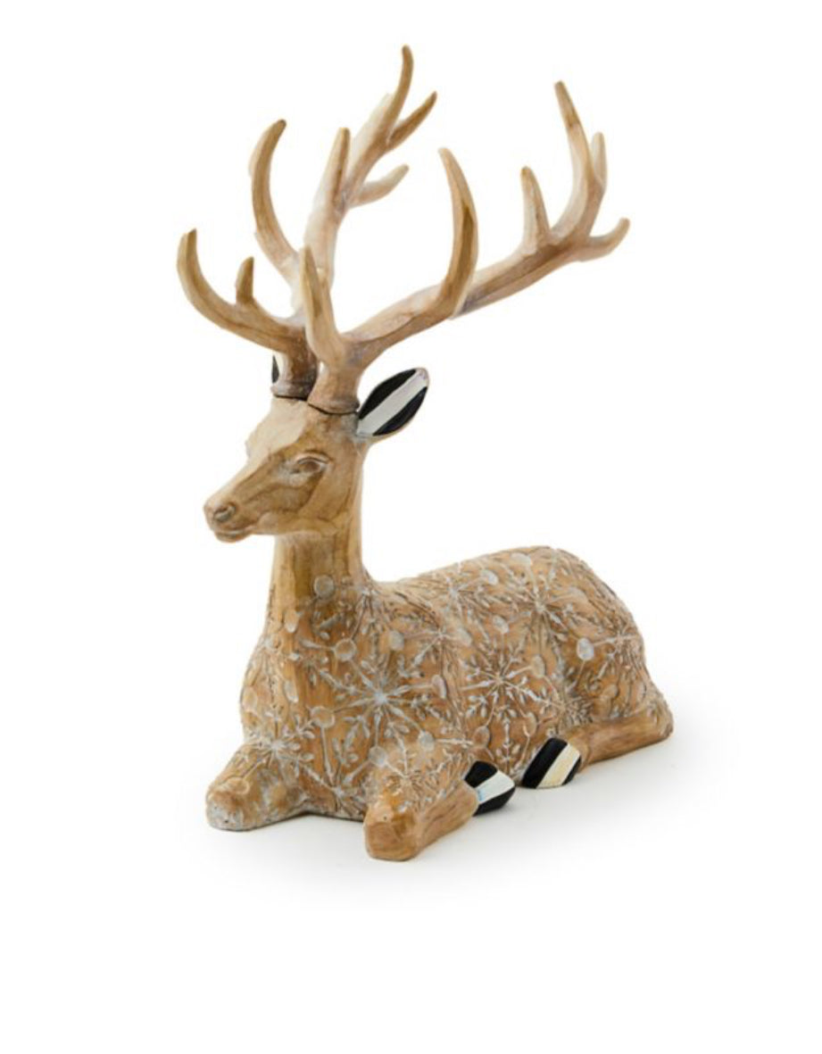 farmhouse holiday resting block print deer figurine