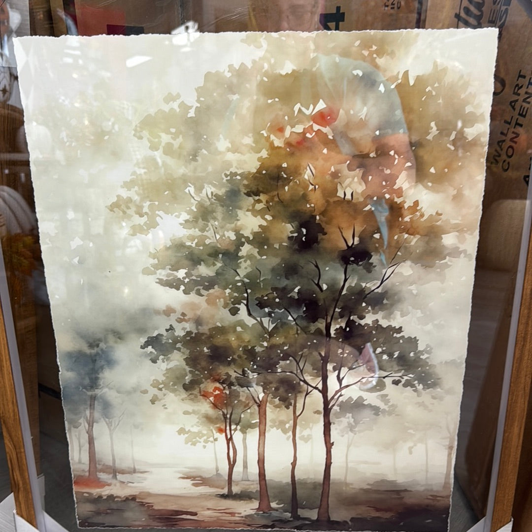 Trees in framed glass wall art