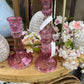 Vintage Pink Hobnail Candlesticks