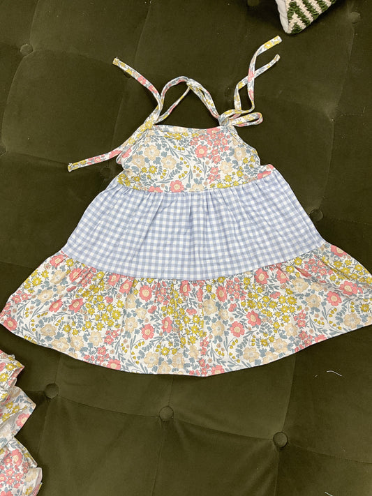 Pastel wildflowers print tiered dress