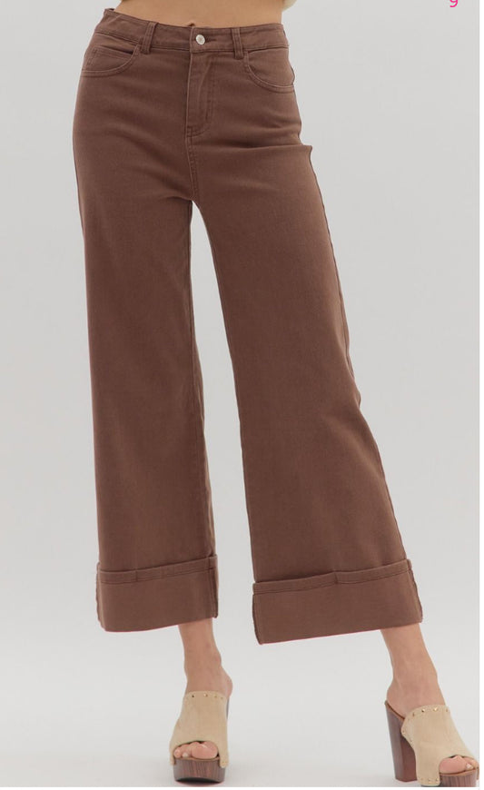 Entro mid-rise ankle length pants brown