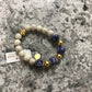 Lapis&blue&white handpainted porcelain stretch bracelet