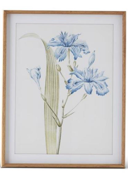 27.5 INCH WOOD FRAMED BLUE & GRAY FLORAL PRINTS