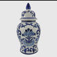 Blue and white ceramic temple jar